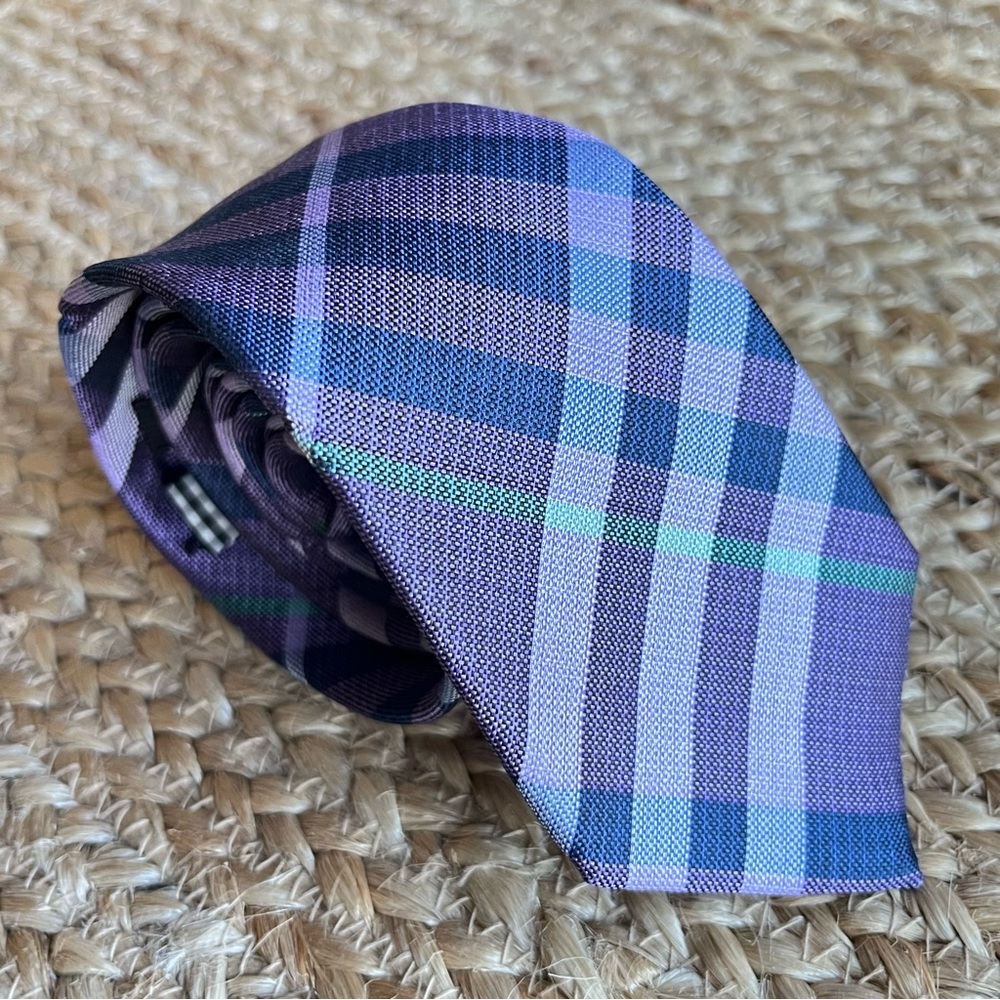 Ben Sherman Purple and Blue Plaid Tie 100% Silk